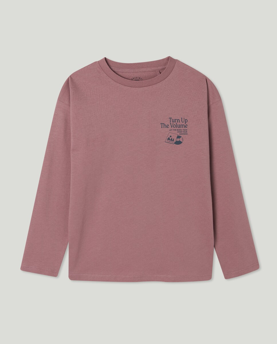 Camiseta de niño estampada manga larga Rosado-1