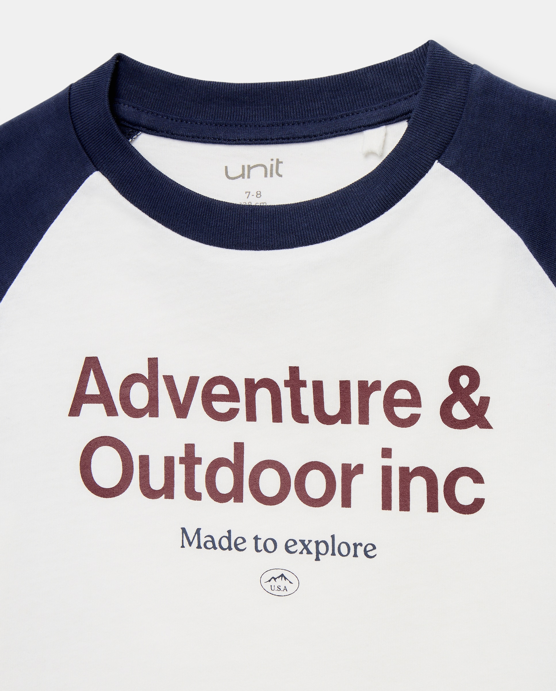 Camiseta de niño estampada ranglan manga larga 430 Azul oscuro-3