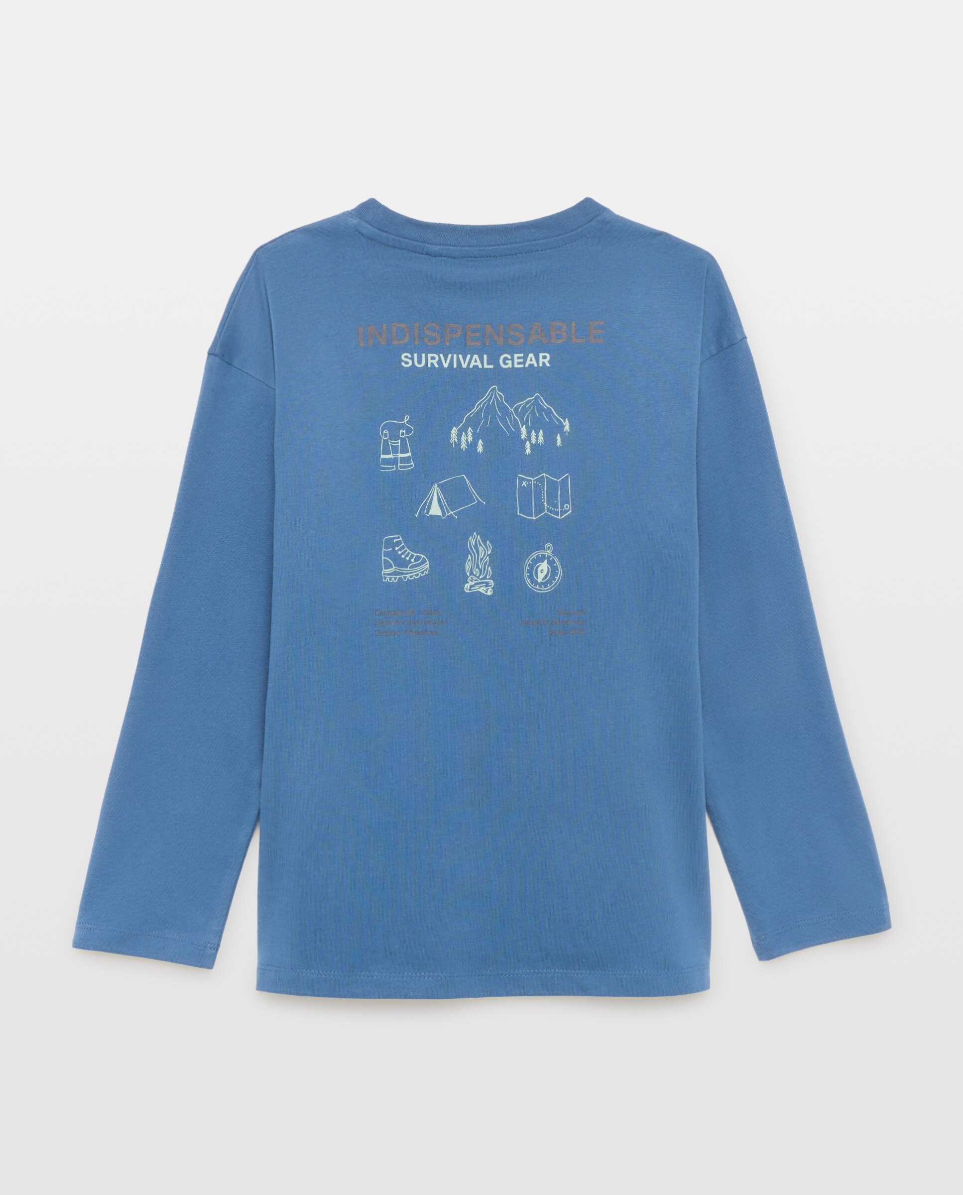 Camiseta de niño estampada solidaria manga larga 430 Azul oscuro-2
