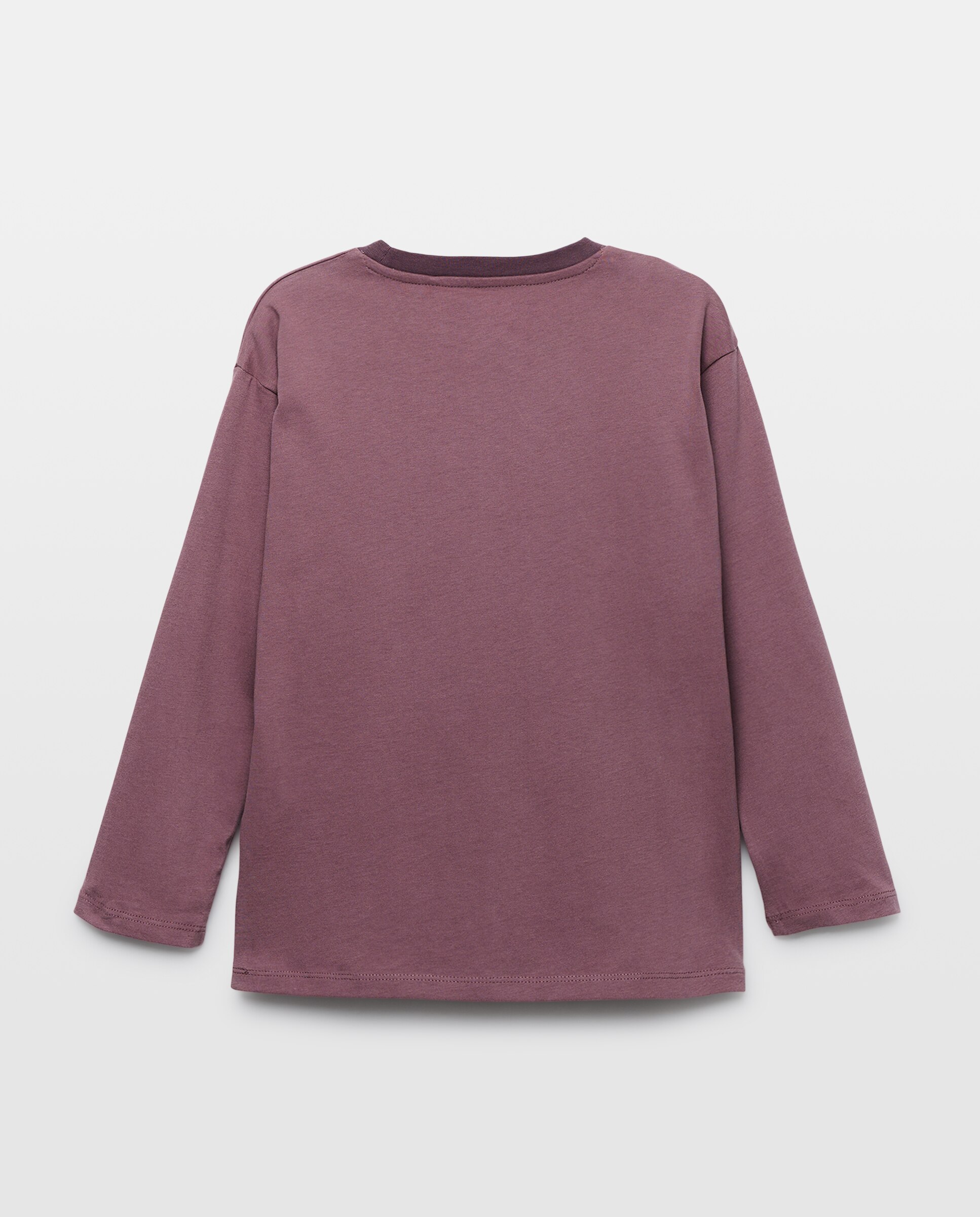 Camiseta de niño estampada manga larga collar Ciruela-2