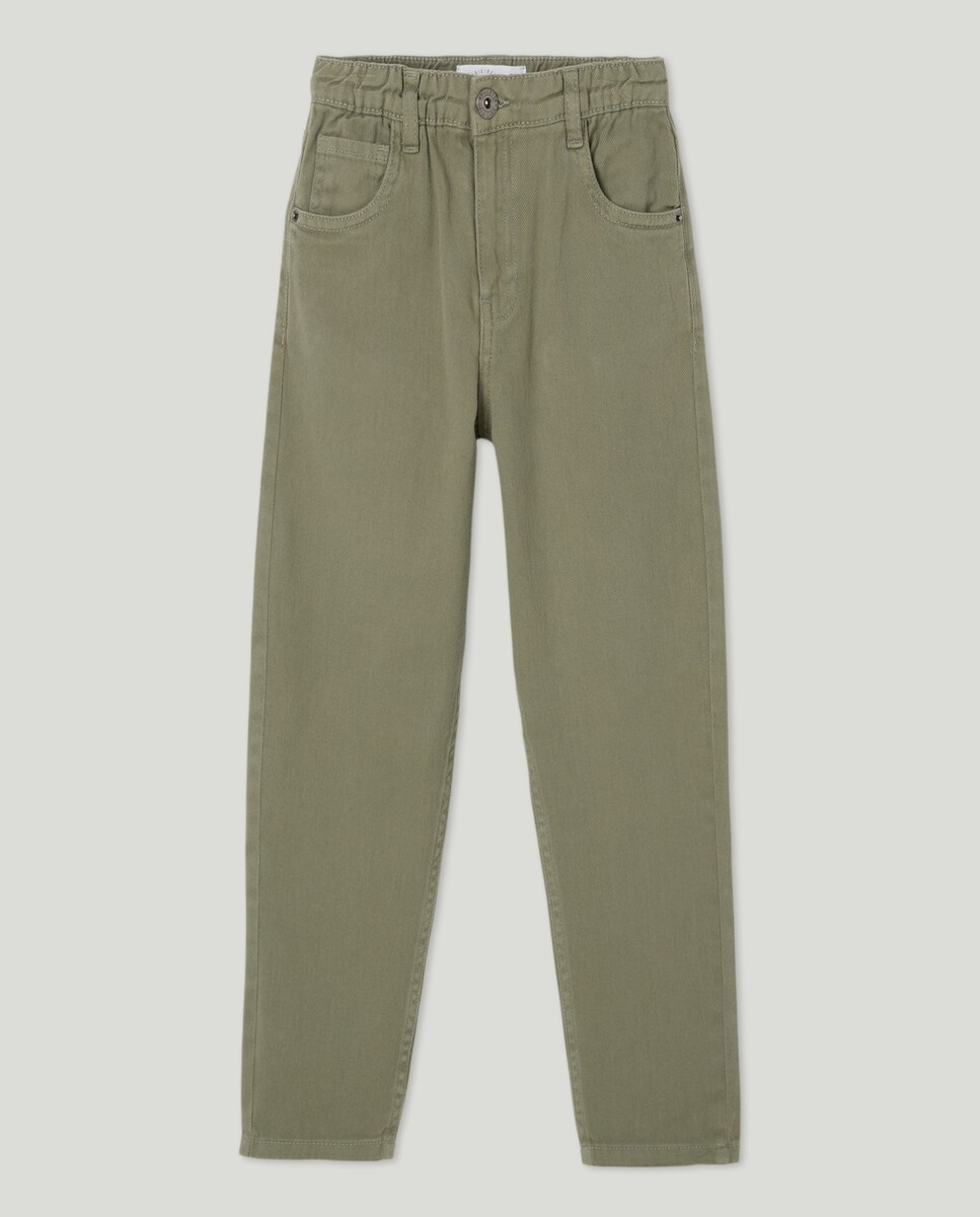 Pantalón de niño sarga relaxed fit Verdes-1