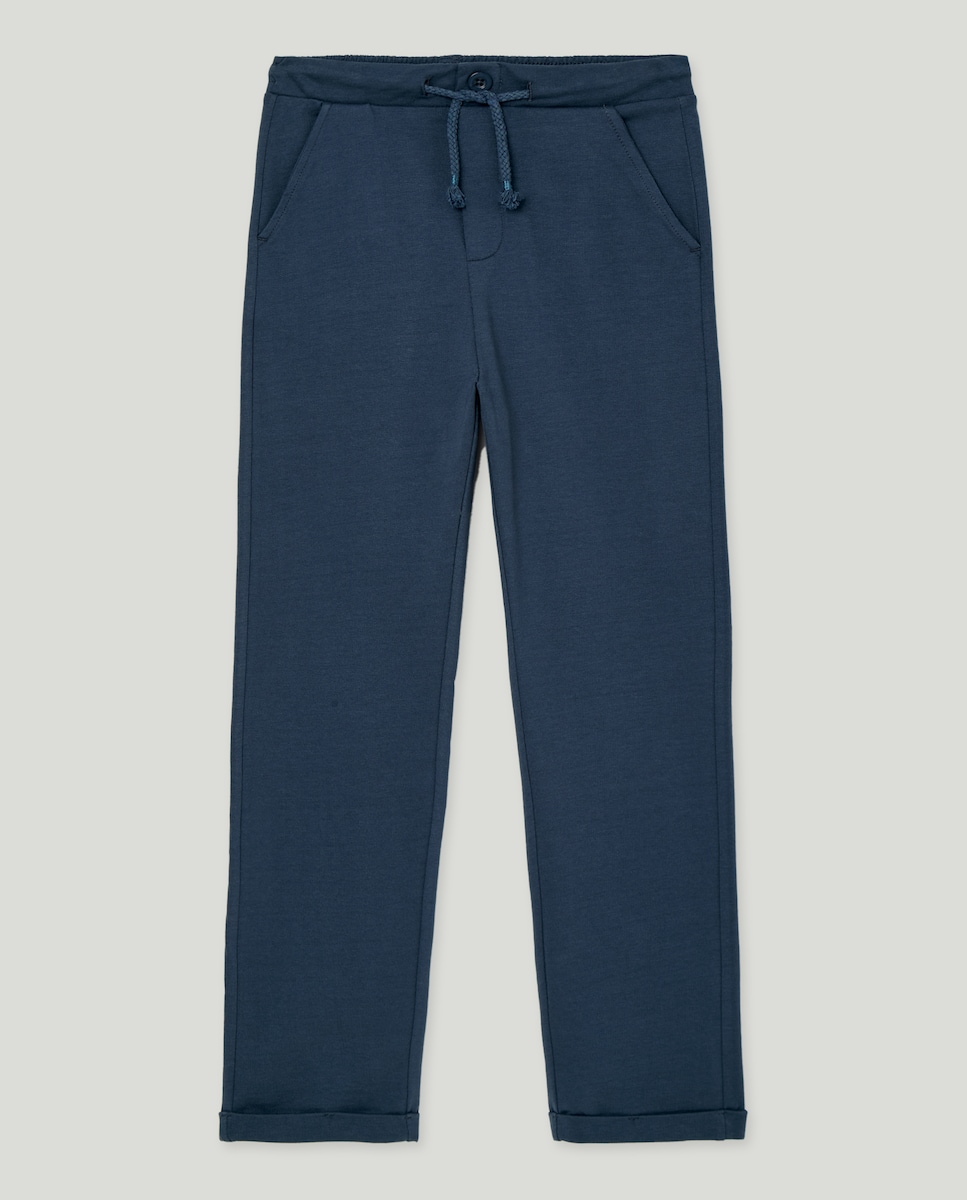 Pantalón de niño chino felpa Azul-1