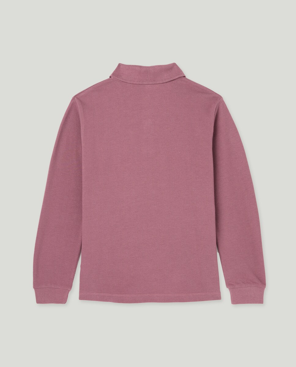 Polo de niño piqué manga larga Rosado-2