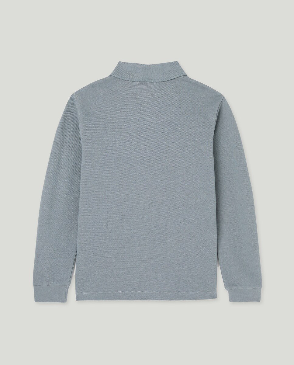 Polo de niño piqué manga larga Azul-2