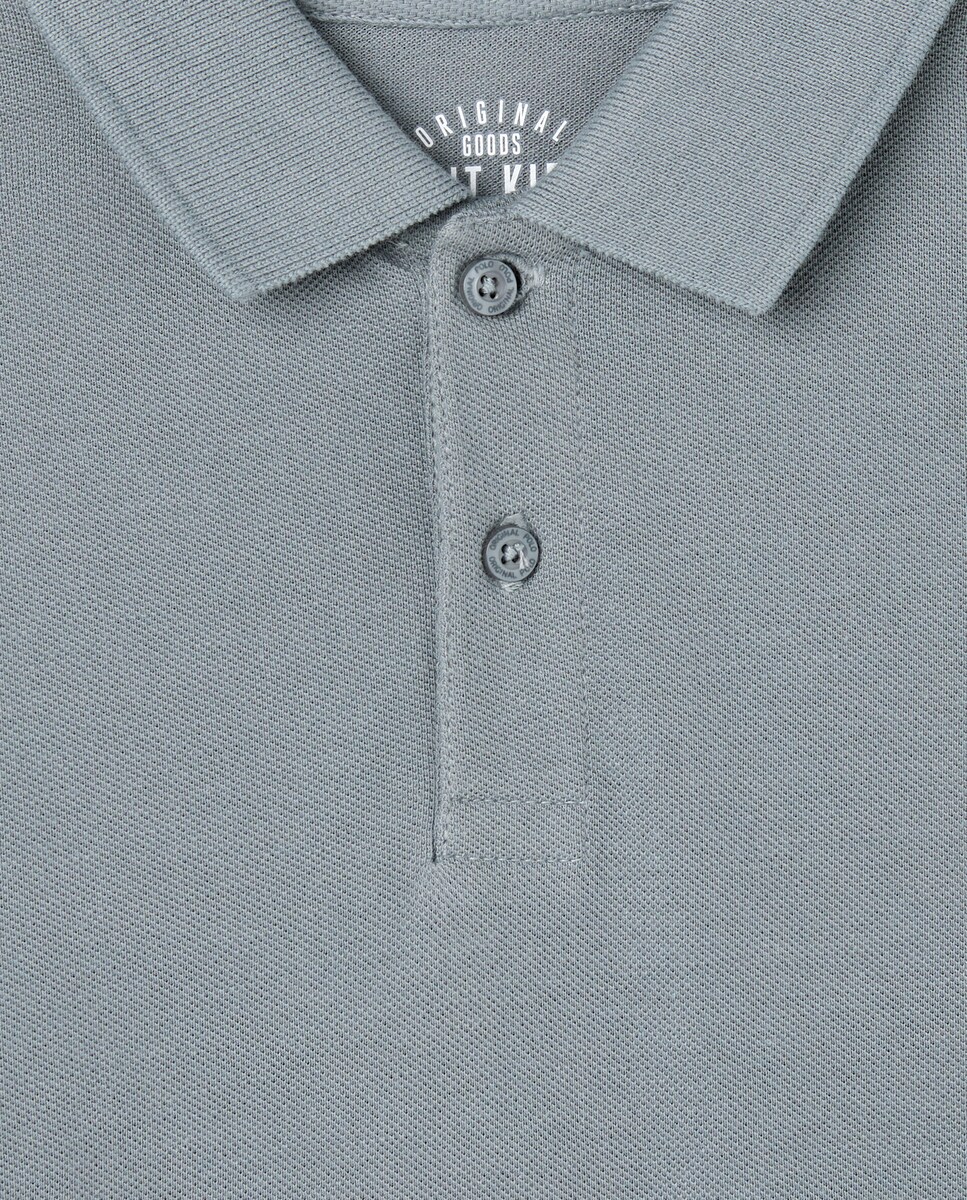 Polo de niño piqué manga larga Azul-3