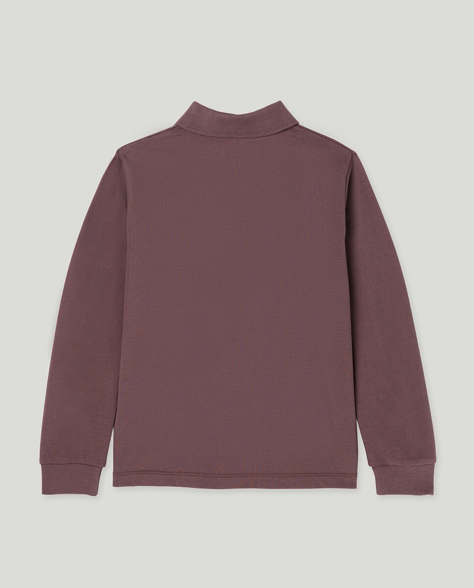 Polo de niño piqué manga larga Morado-2