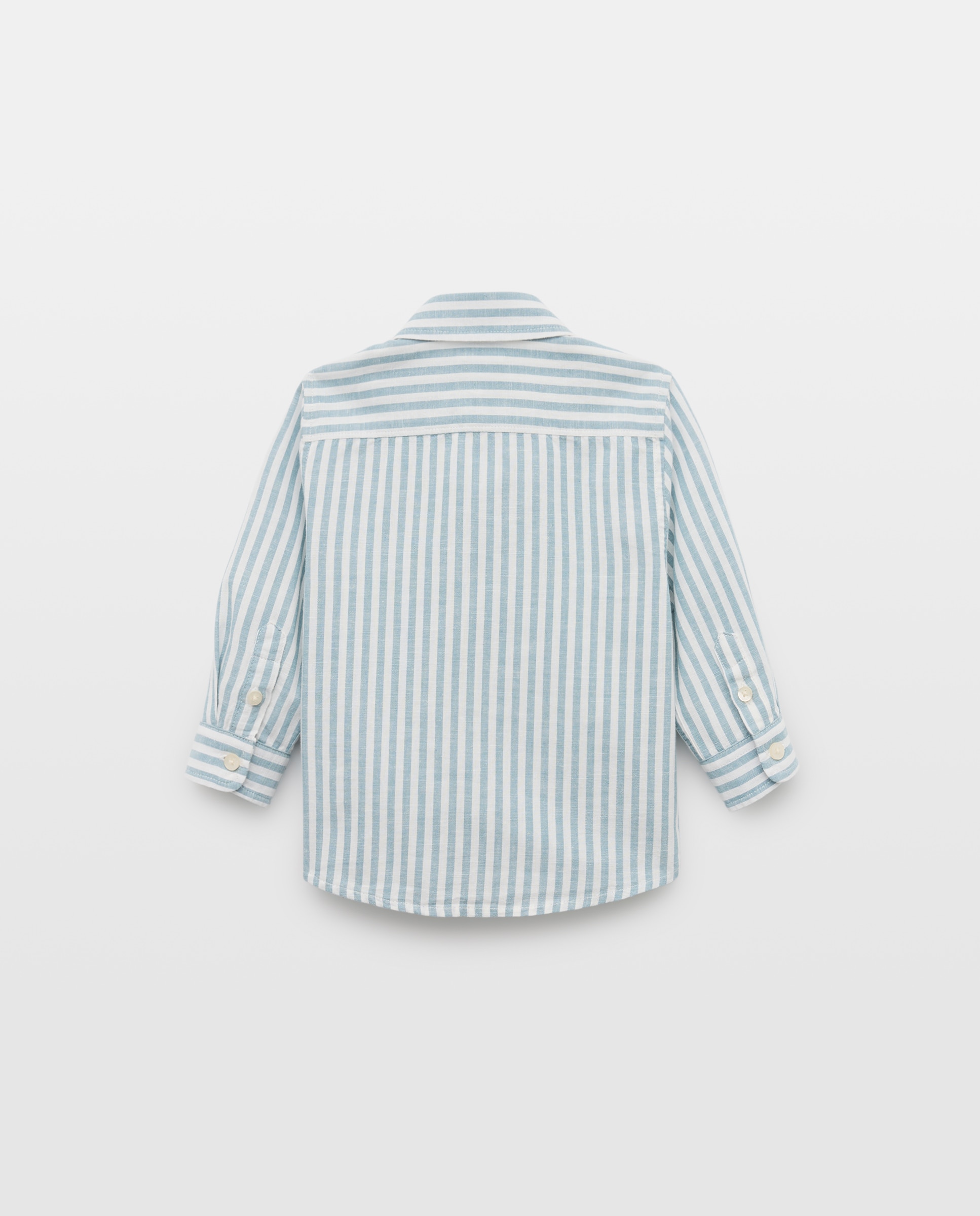 Camisa de bebé algodón-lino rayas Verde-2