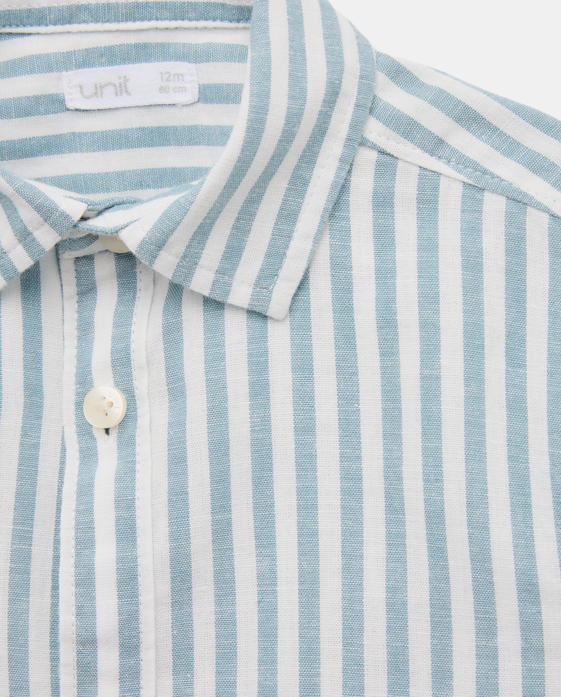 Camisa de bebé algodón-lino rayas Verde-3