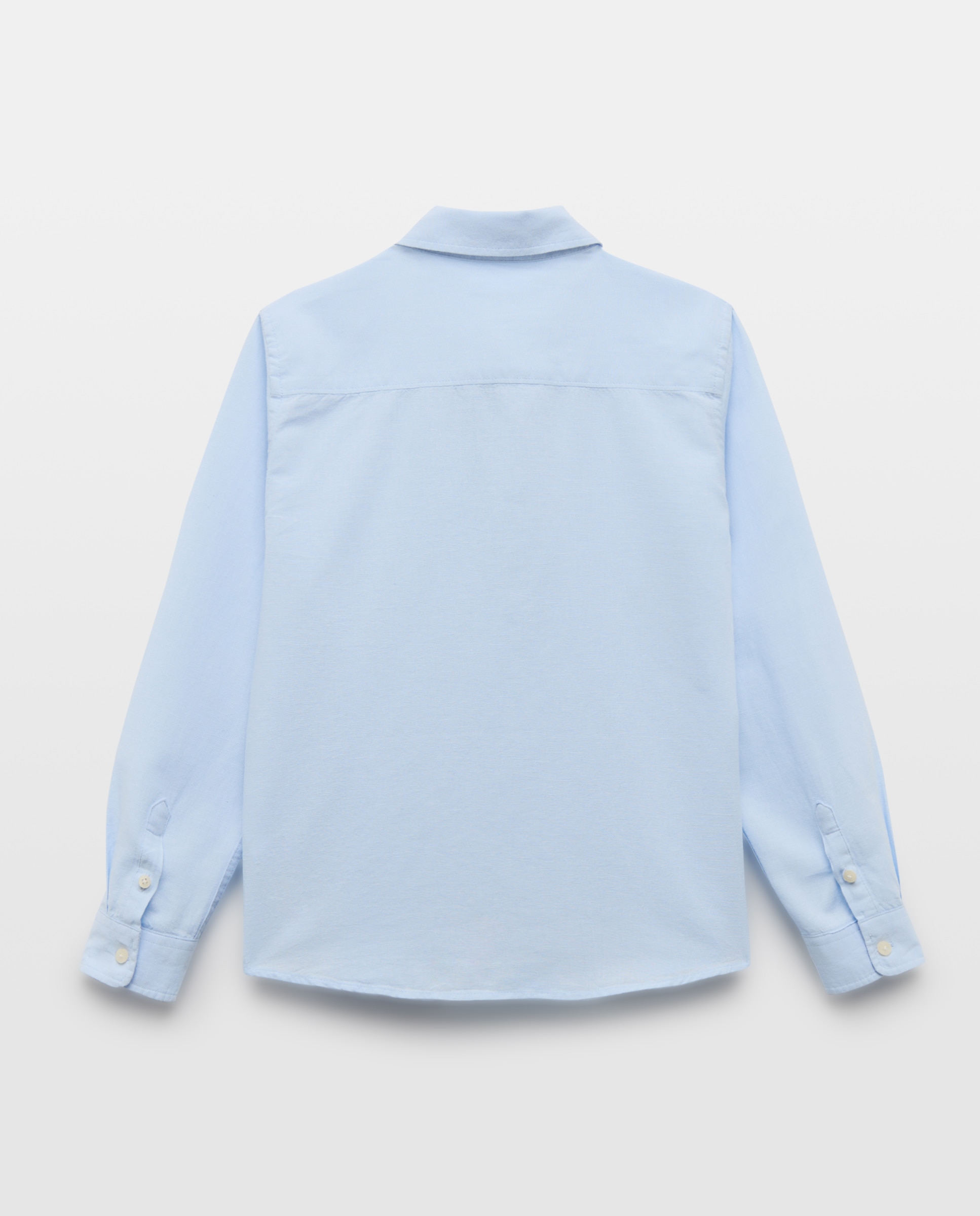 Camisa de niño algodón-lino cuello mao polera 410 Azul claro-2