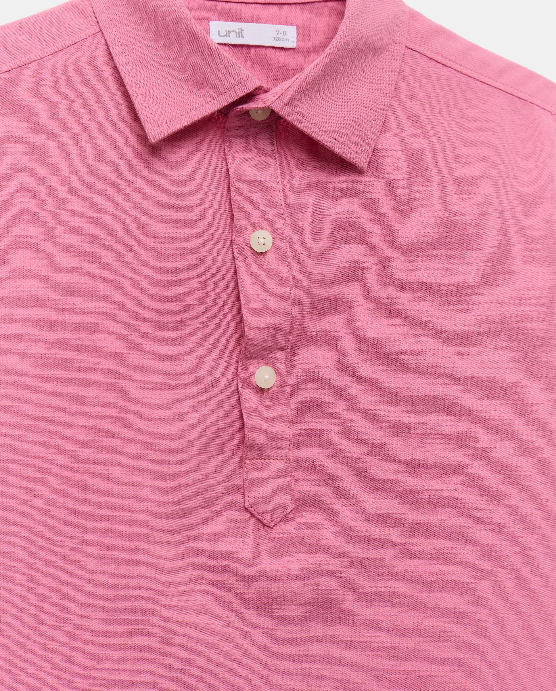 Camisa de niño algodón-lino cuello mao polera 230 Rosa oscuro-3