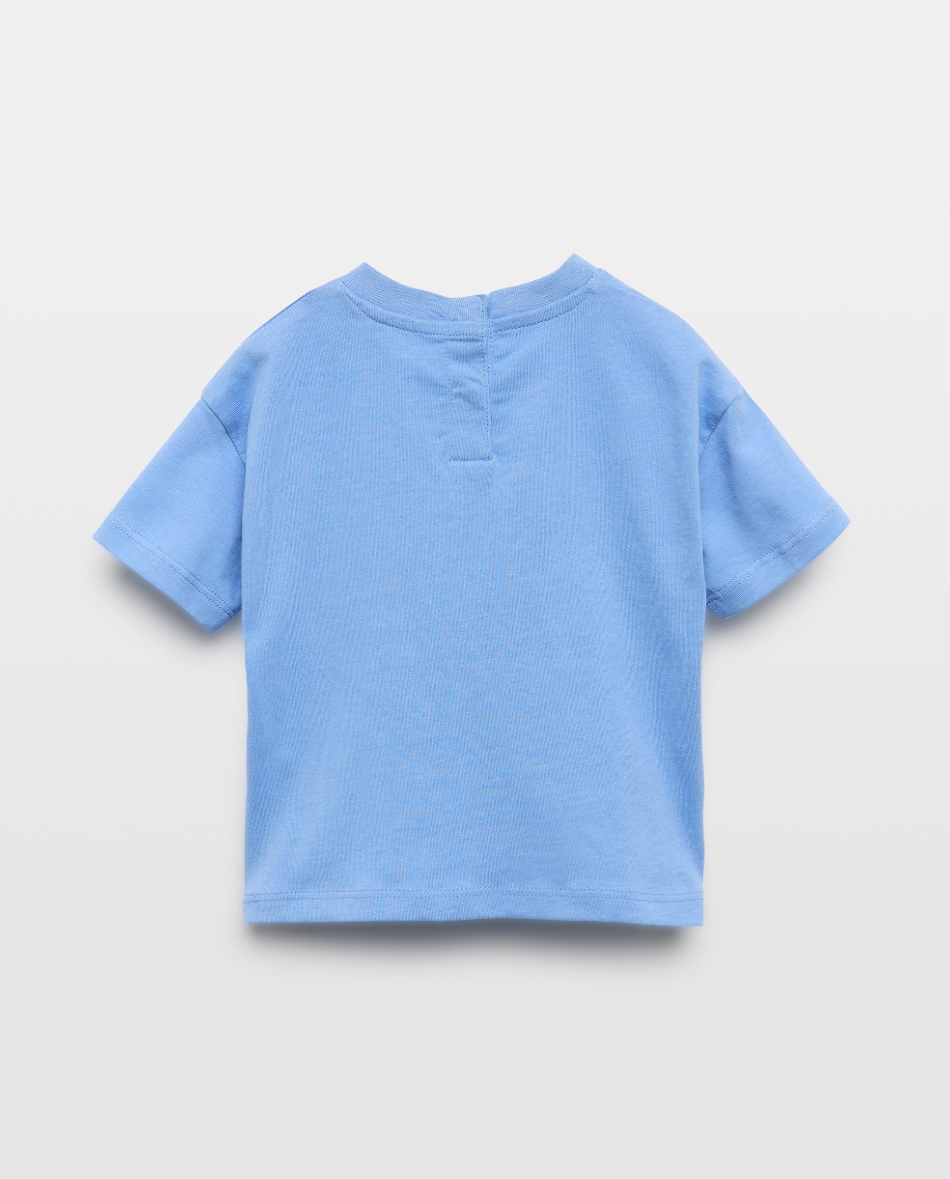 Camiseta de bebé lisa bolsillo manga corta Azul Intenso-2