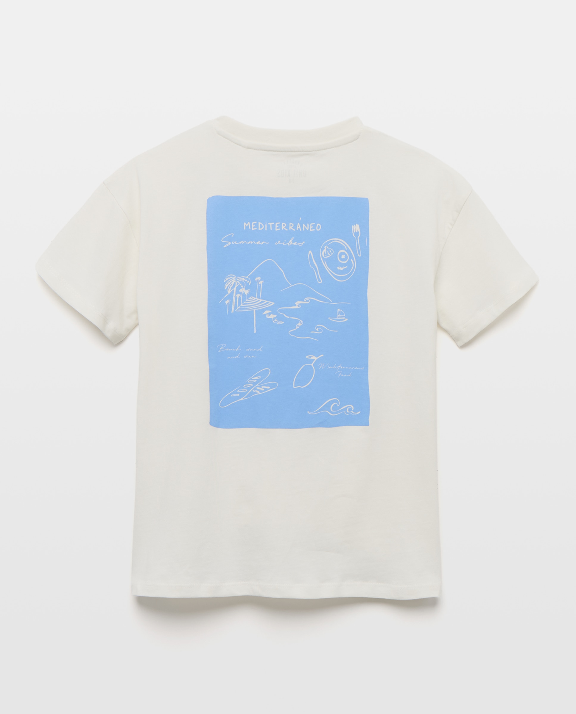Camiseta de niño estampada manga corta Blanco roto-2