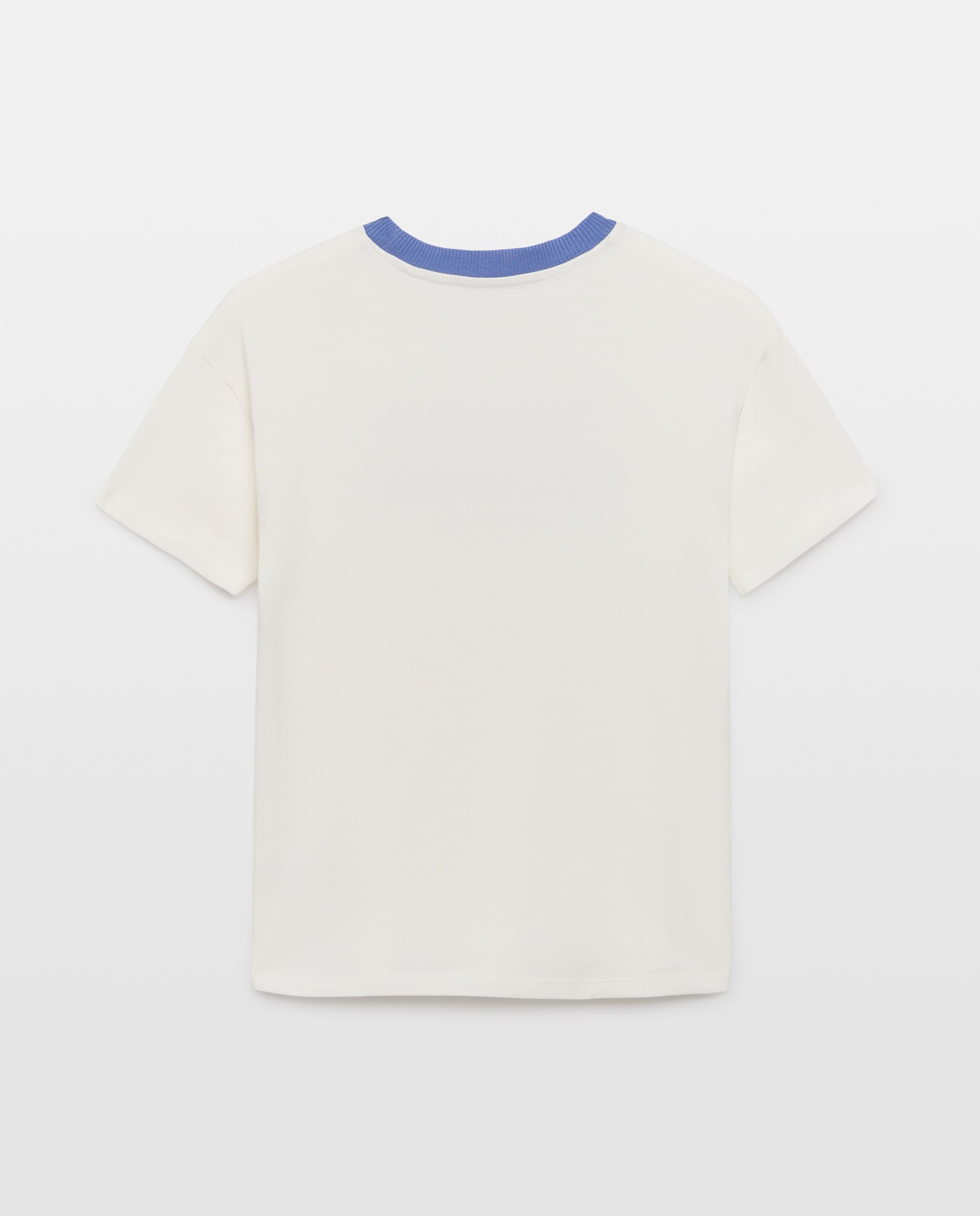 Camiseta de niño rayas bolsillo manga corta Blanco roto-2