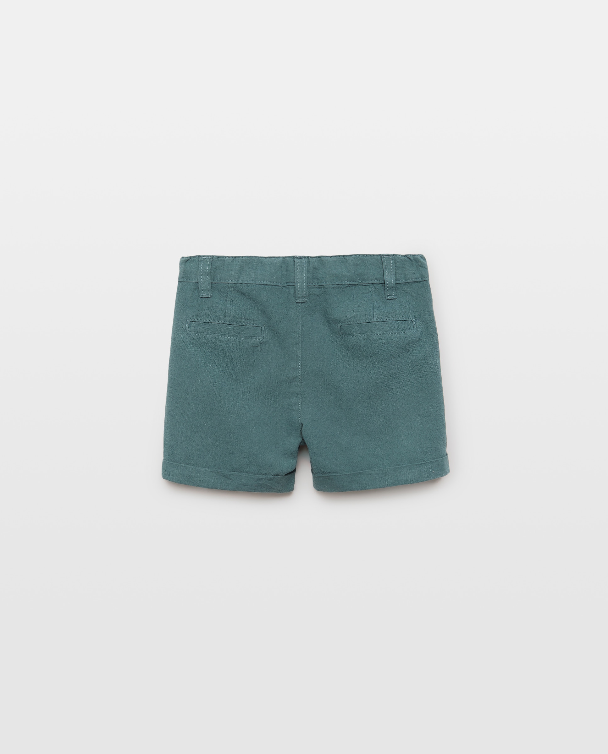 Bermuda de bebé chino algodón-lino 530 Verde oscuro-2