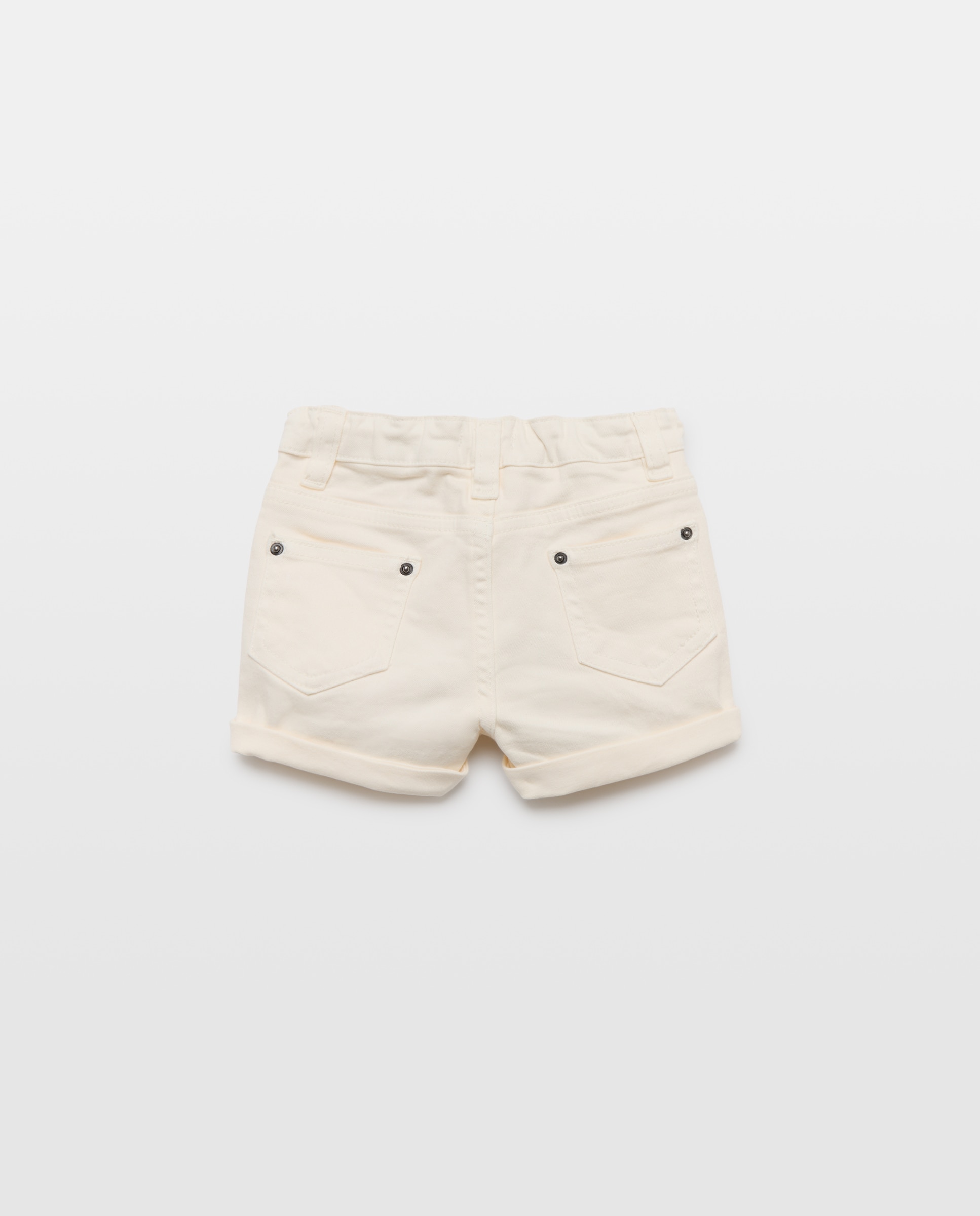 Bermuda de bebé denim color 5 bolsillos efecto lava 120 Crudo-2