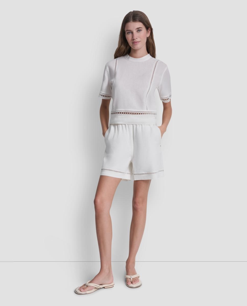 DKNY - Shorts de mujer con detalle de encaje.