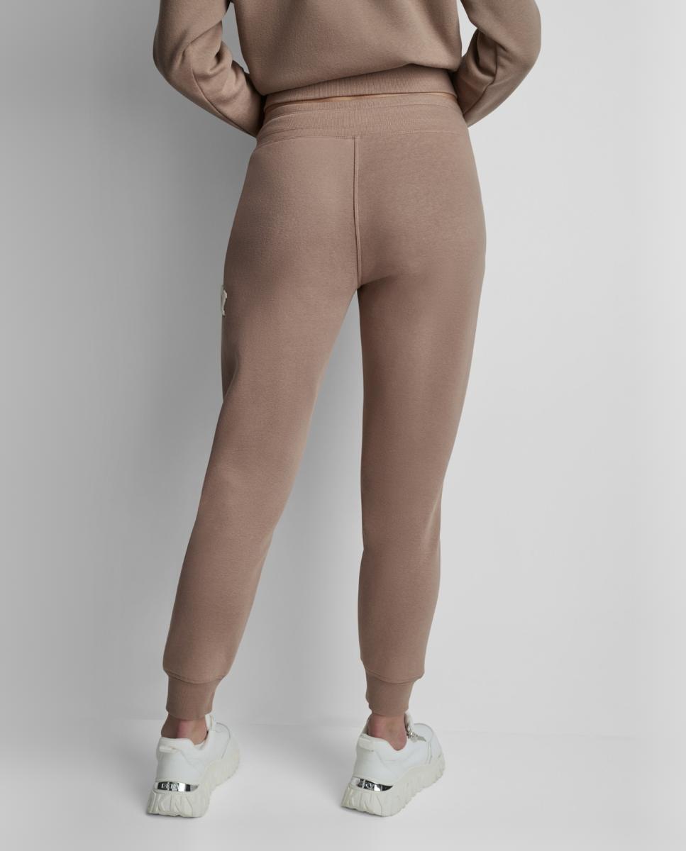 Calças Jogger com Punho e Detalhe de Logótipo Castanho-claro-2