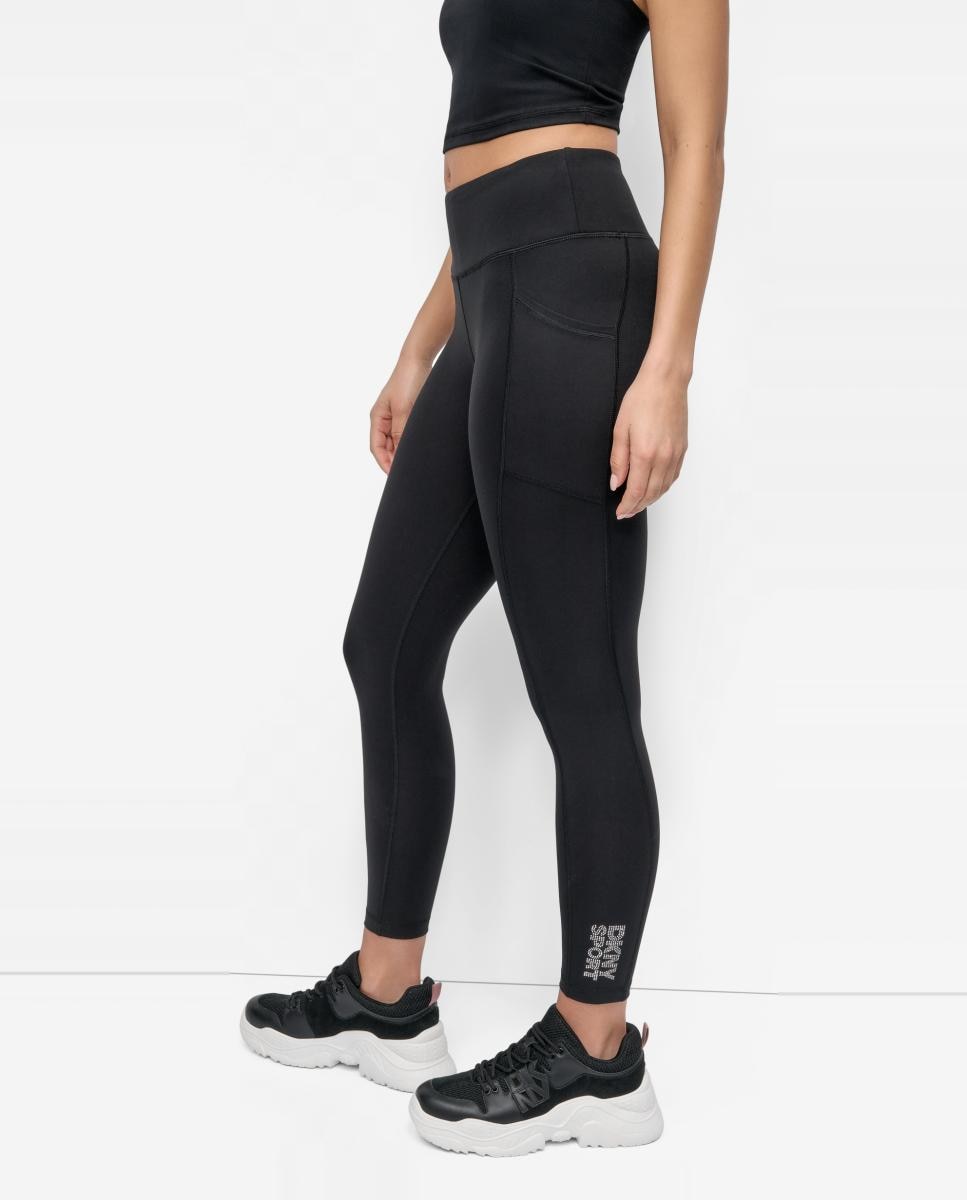 Malla técnica larga de mujer con logotipo de brillantes - Dkny Jeans - Negro Negro-2