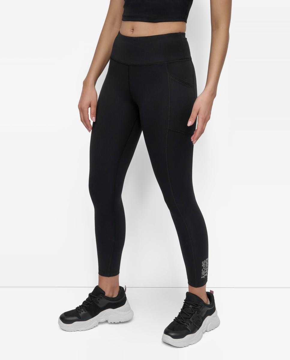 Malla técnica larga de mujer con logotipo de brillantes - Dkny Jeans - Negro Negro-3