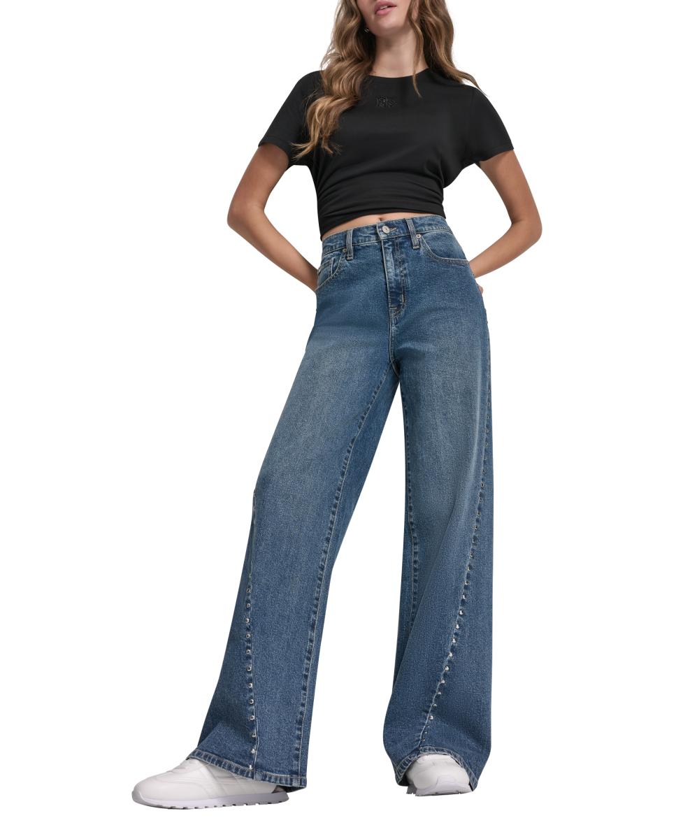 Imagem 0 de Calças de Ganga direitas com tachas