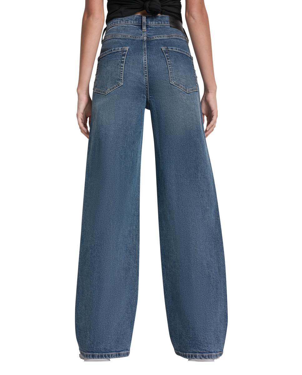 Jeans Straight com Tachas Azul-claro-3