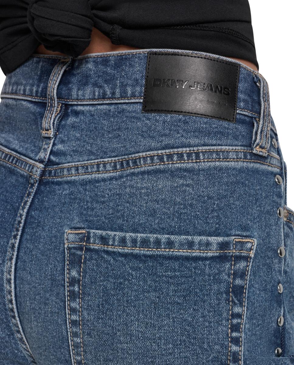 Jeans Straight com Tachas Azul-claro-5