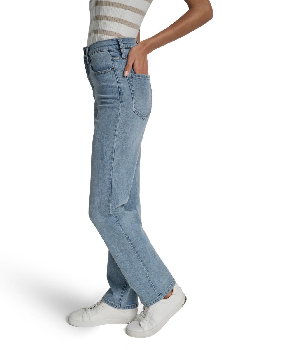 Jeans Straight com Cinco Bolsos Azul-claro-5