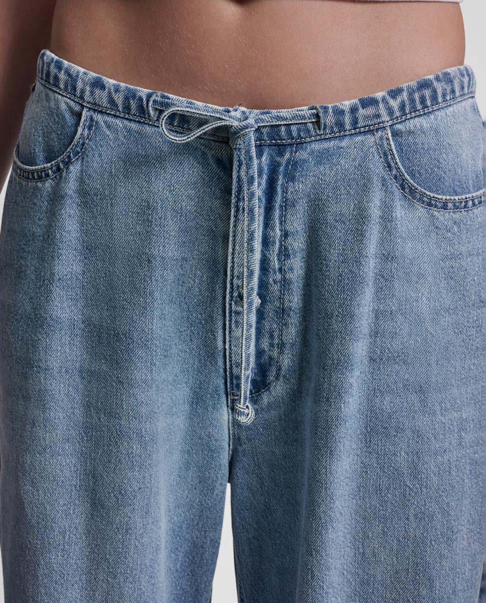 Caças de ganga com cordão Azul-claro-5