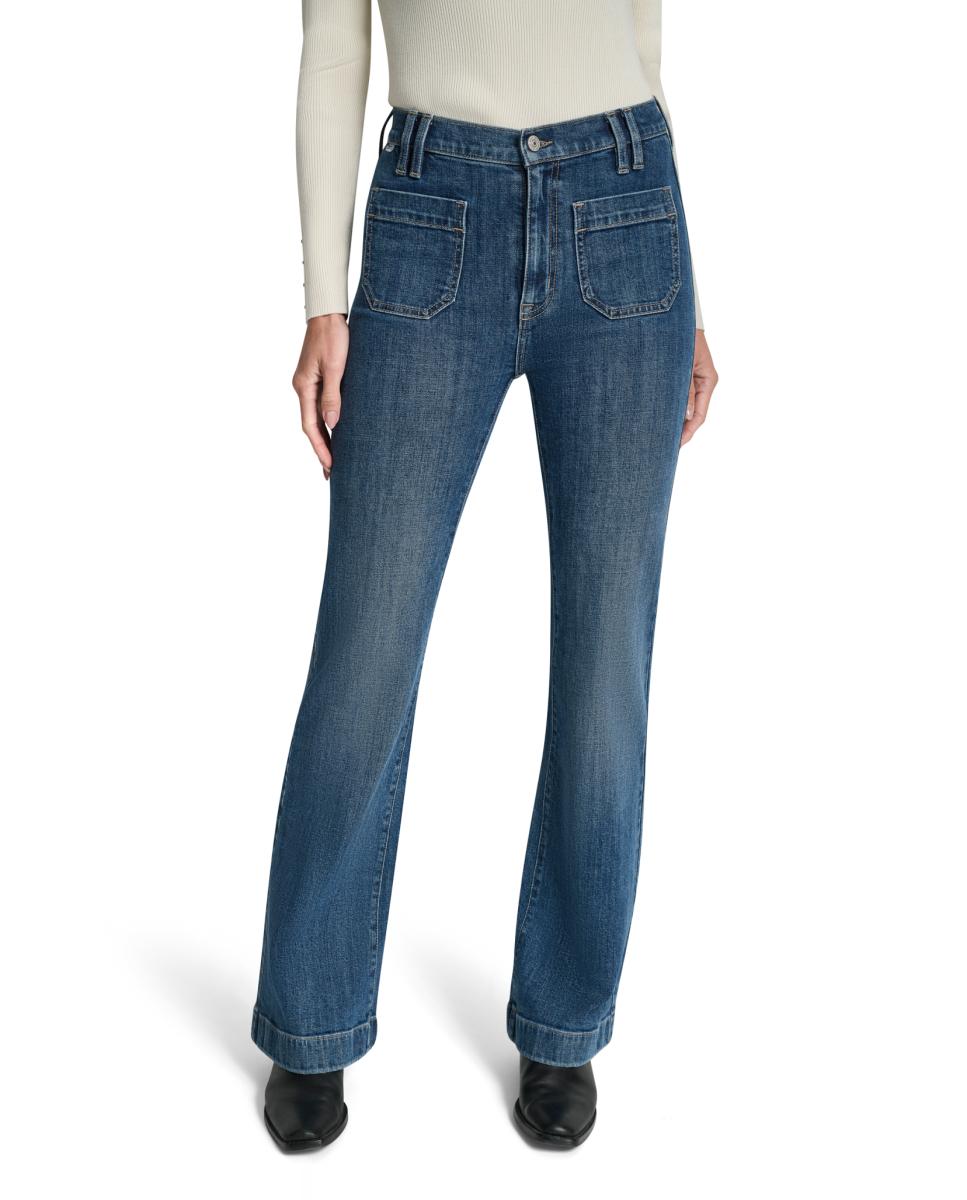 Calças de Ganga relaxed flare Azul-2