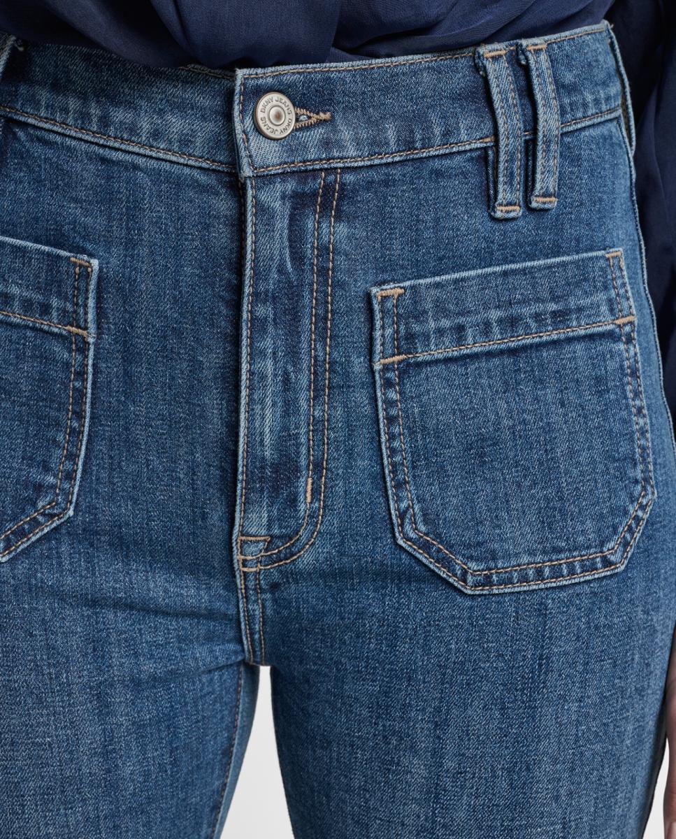 Calças de Ganga relaxed flare Azul-4