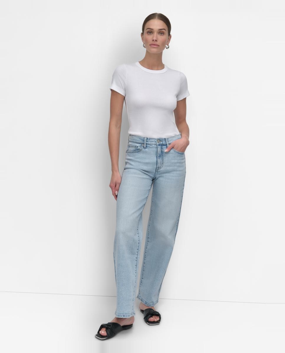 Imagem 0 de Calças de Ganga direitas de cintura média