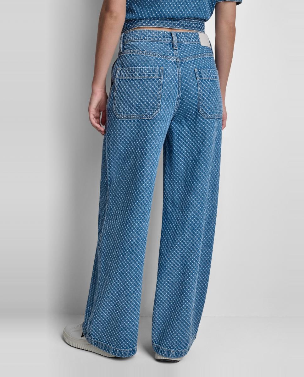 Jeans Straight de Cintura Média com Fecho de Botão, Fecho de Correr e Detalhe de Desgaste Azul-2