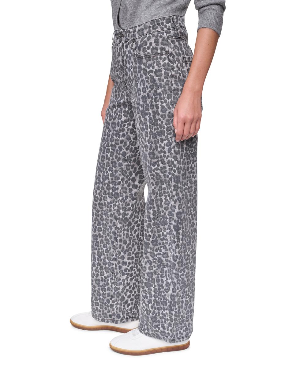 Vaqueros rectos de mujer de tiro medio y cierre de cremallera con estampado de animal print - Dkny Jeans - Gris Gris-3