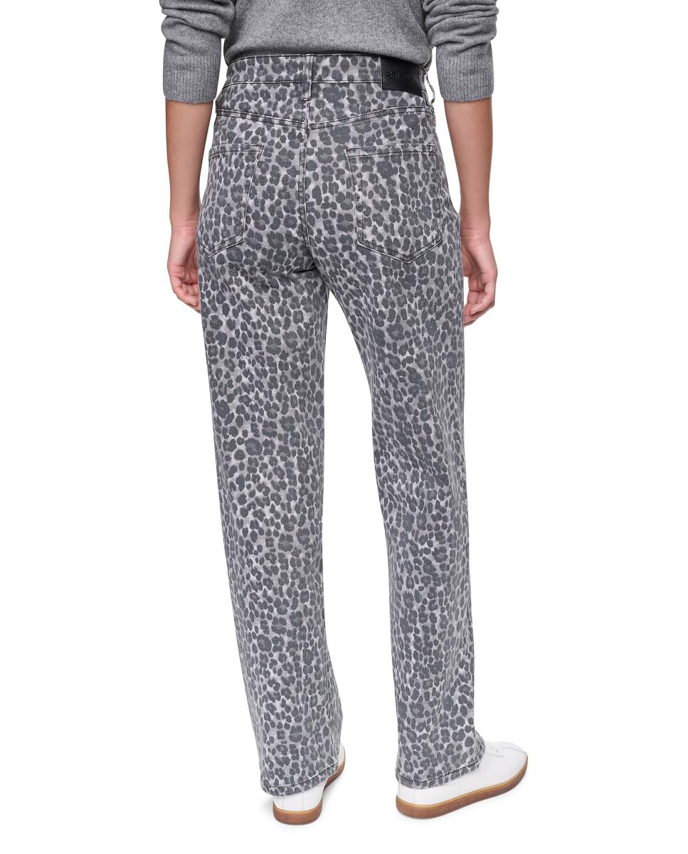 Vaqueros rectos de mujer de tiro medio y cierre de cremallera con estampado de animal print - Dkny Jeans - Gris Gris-4