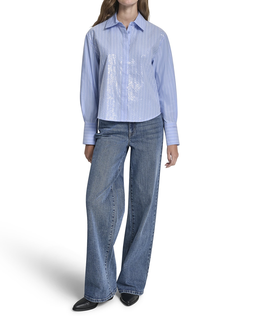 Camisa Cropped Azul-5