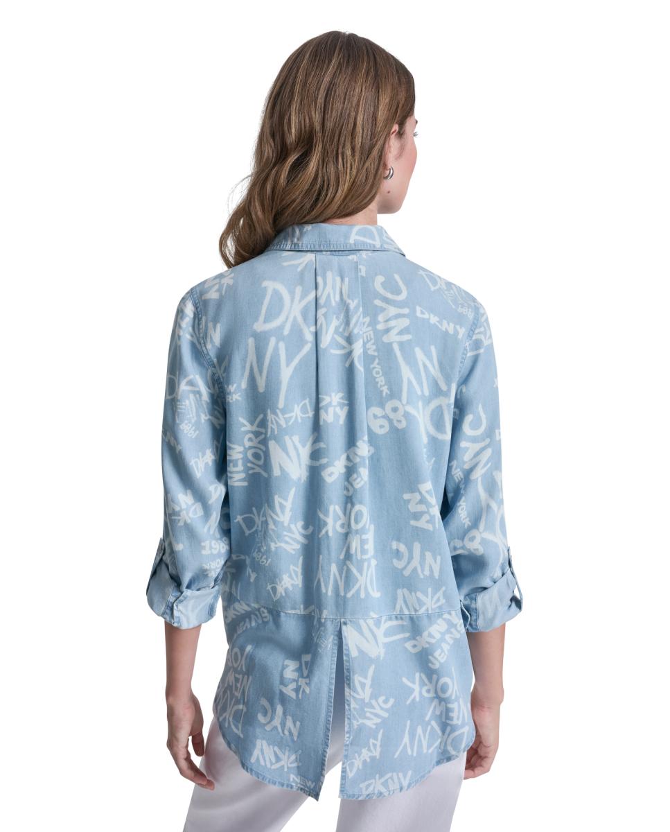 Camisa com detalhe de grafitti Azul-2