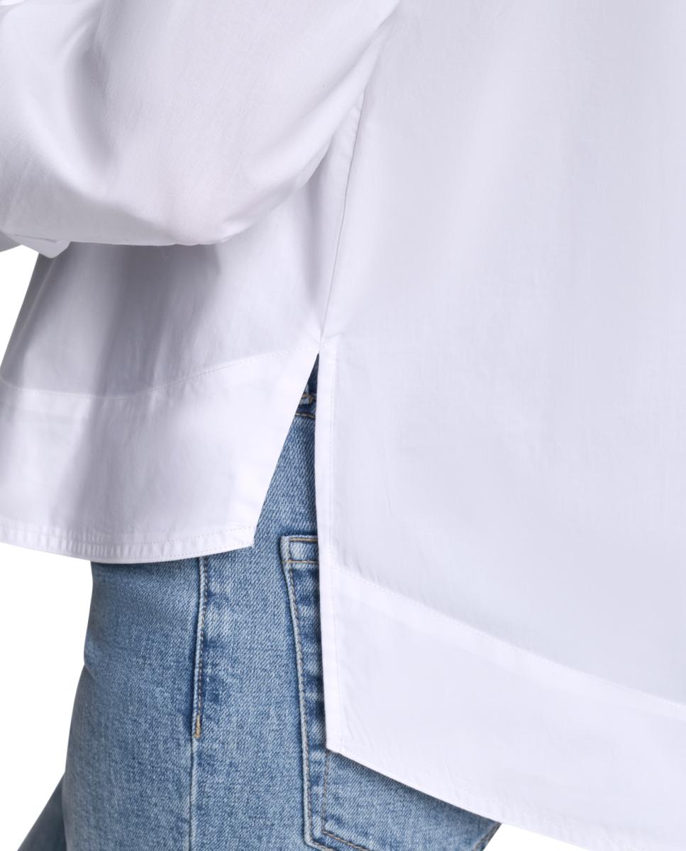 Camisa de mulher com manga comprida Branco-3