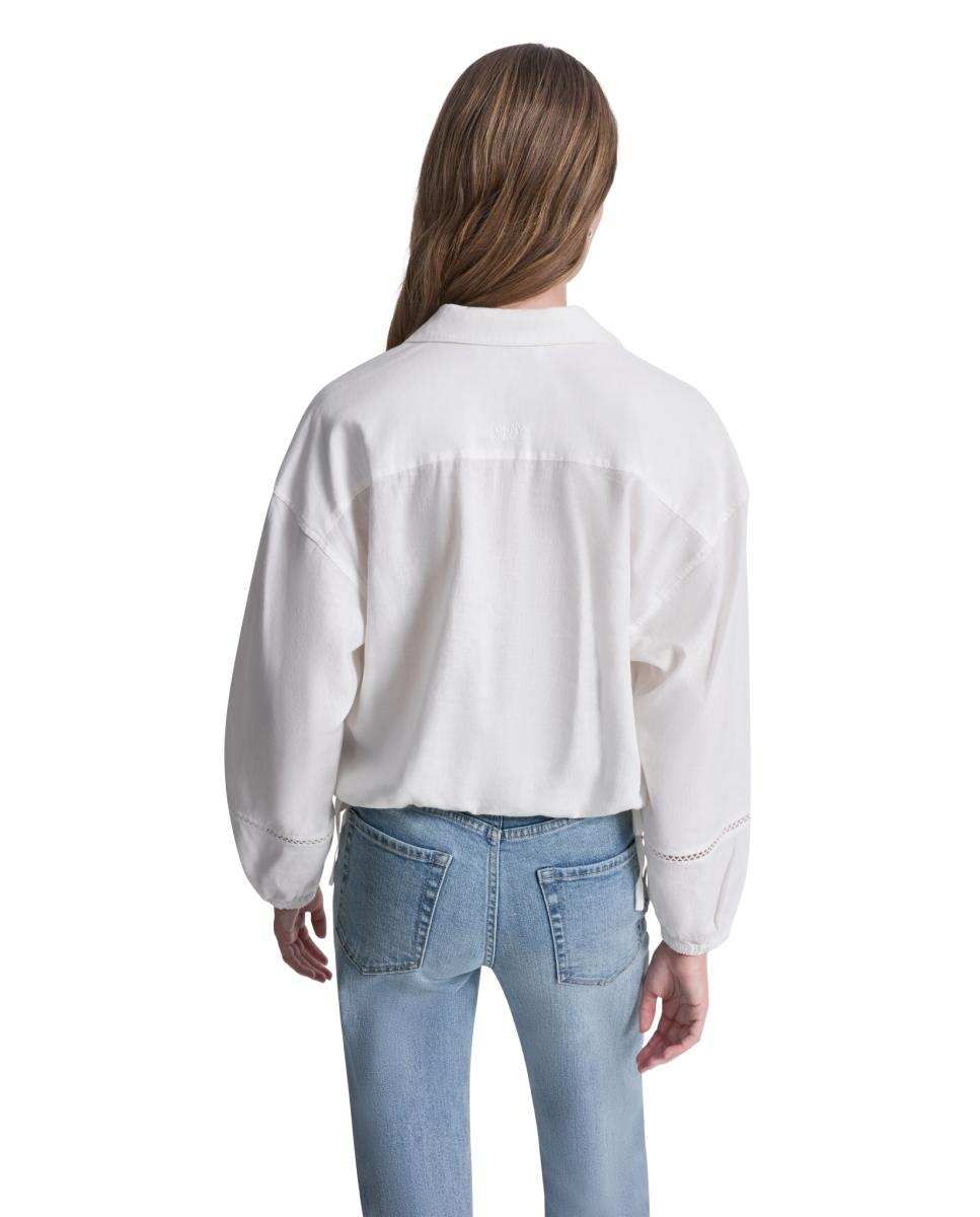Camisa com decote em V Branco-2