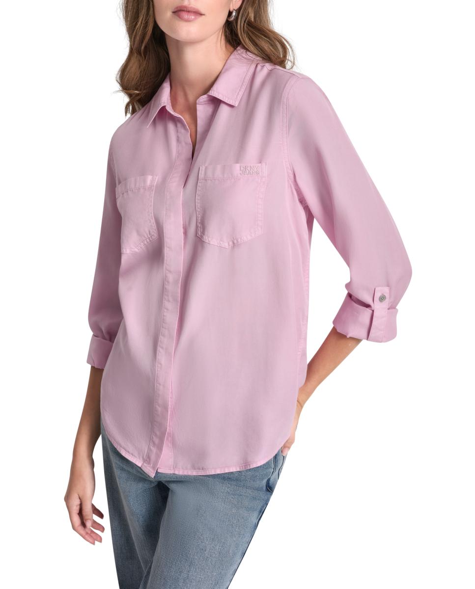 Camisa de Tencel Rosa-claro-1