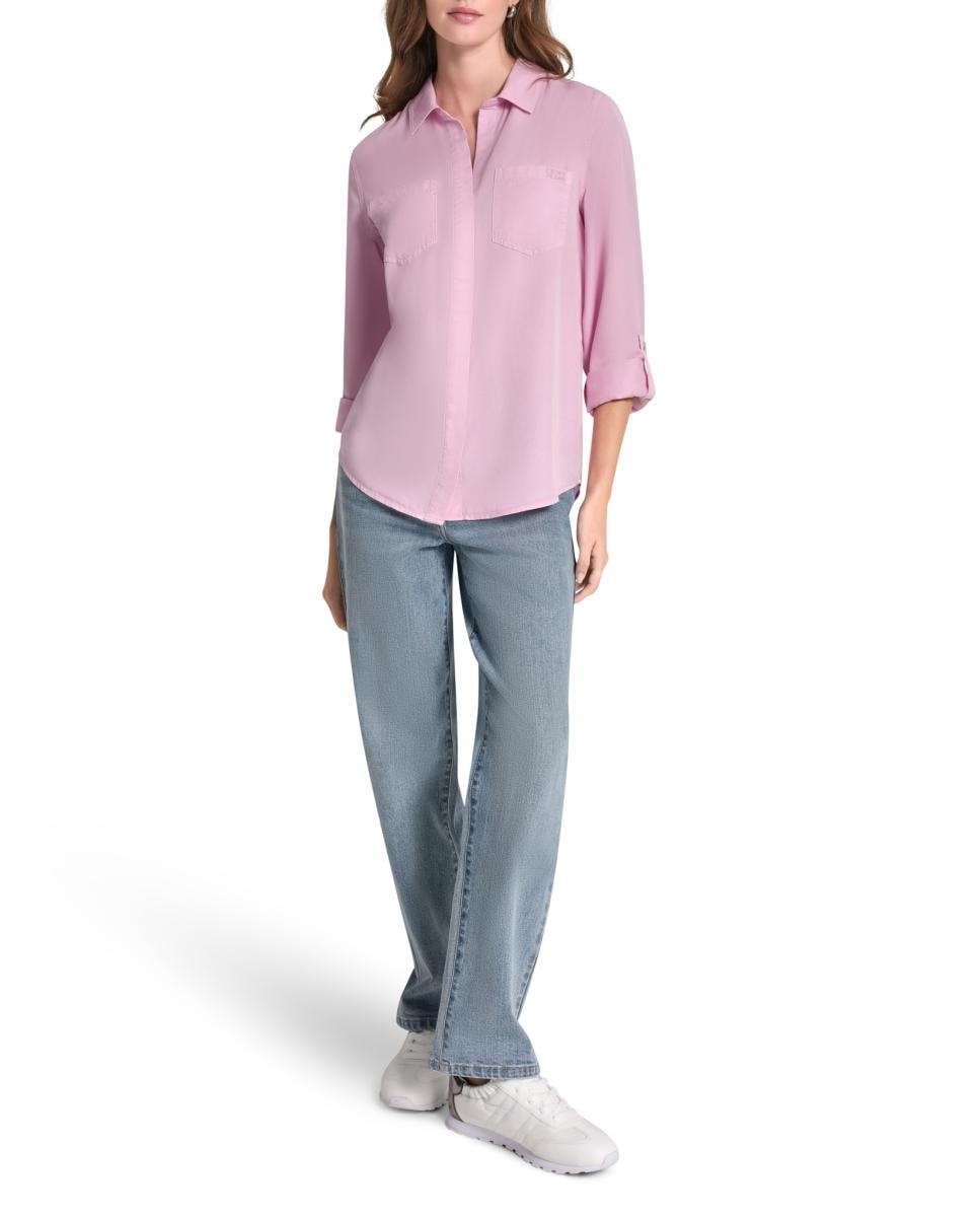 Camisa de Tencel Rosa-claro-5