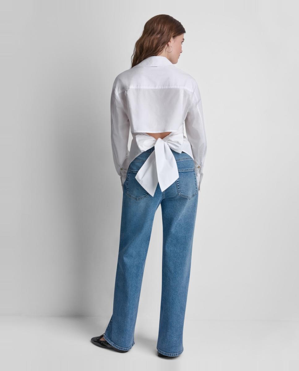 Camisa com Fecho de Botões e Detalhe de Abertura nas Costas Branco-2