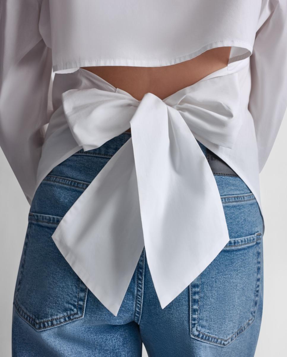 Camisa com Fecho de Botões e Detalhe de Abertura nas Costas Branco-4