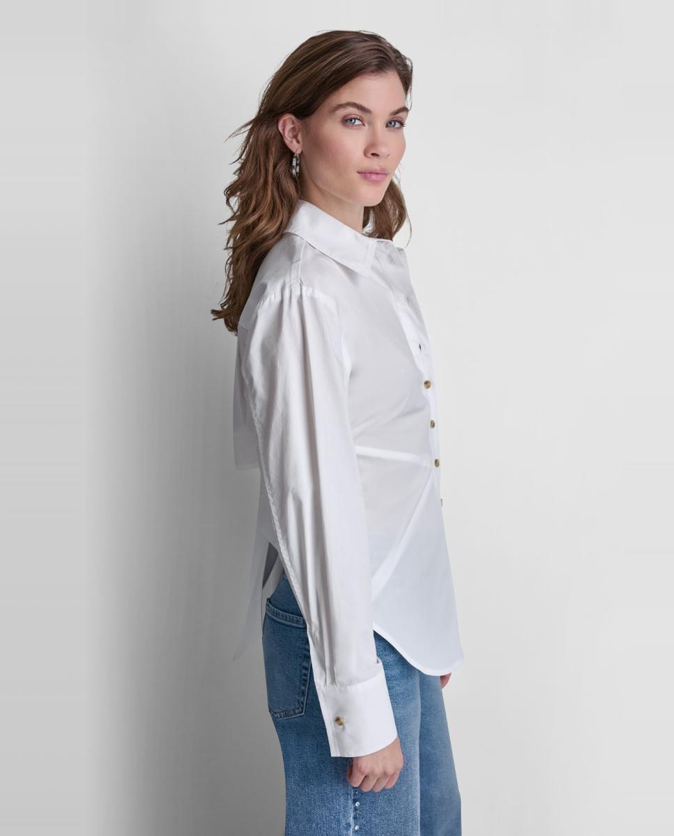 Camisa com Fecho de Botões e Detalhe de Abertura nas Costas Branco-5