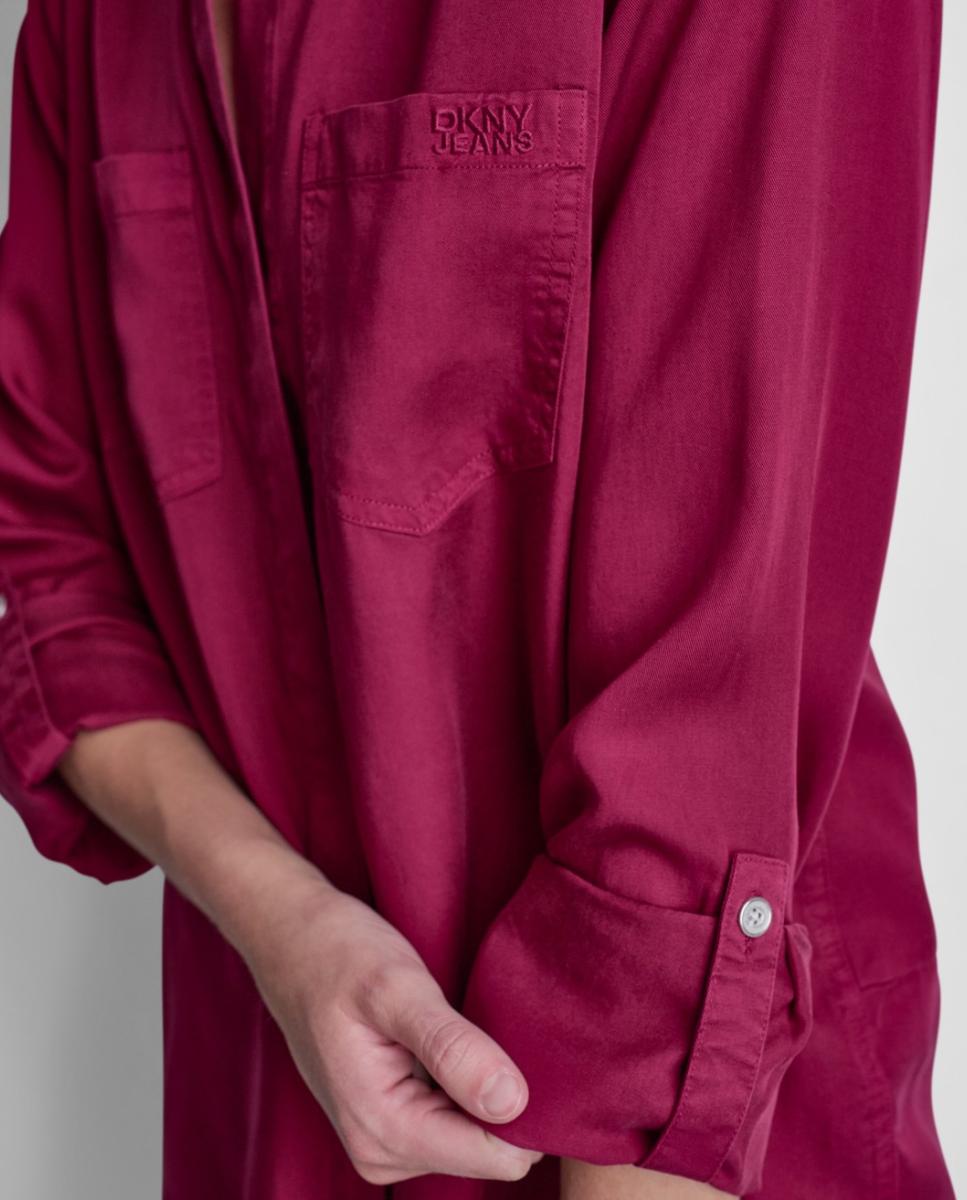 Camisa Fluida com Fecho de Botões Bordeaux-4