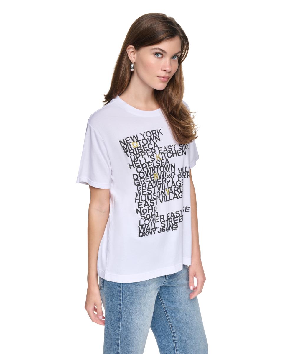 T-shirt de Manga Curta e Decote Redondo com Texto à Frente Multicolor-2