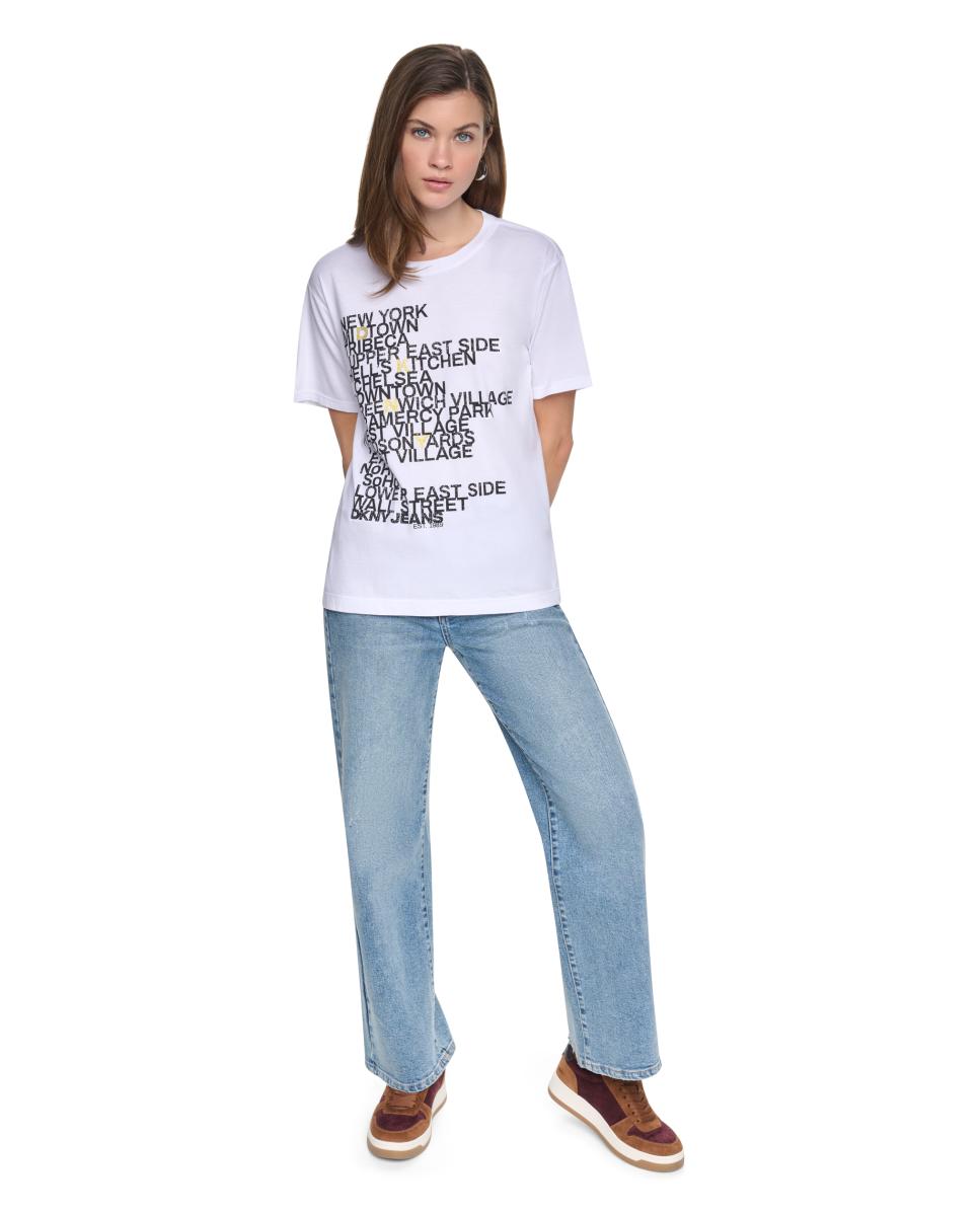 T-shirt de Manga Curta e Decote Redondo com Texto à Frente Multicolor-5