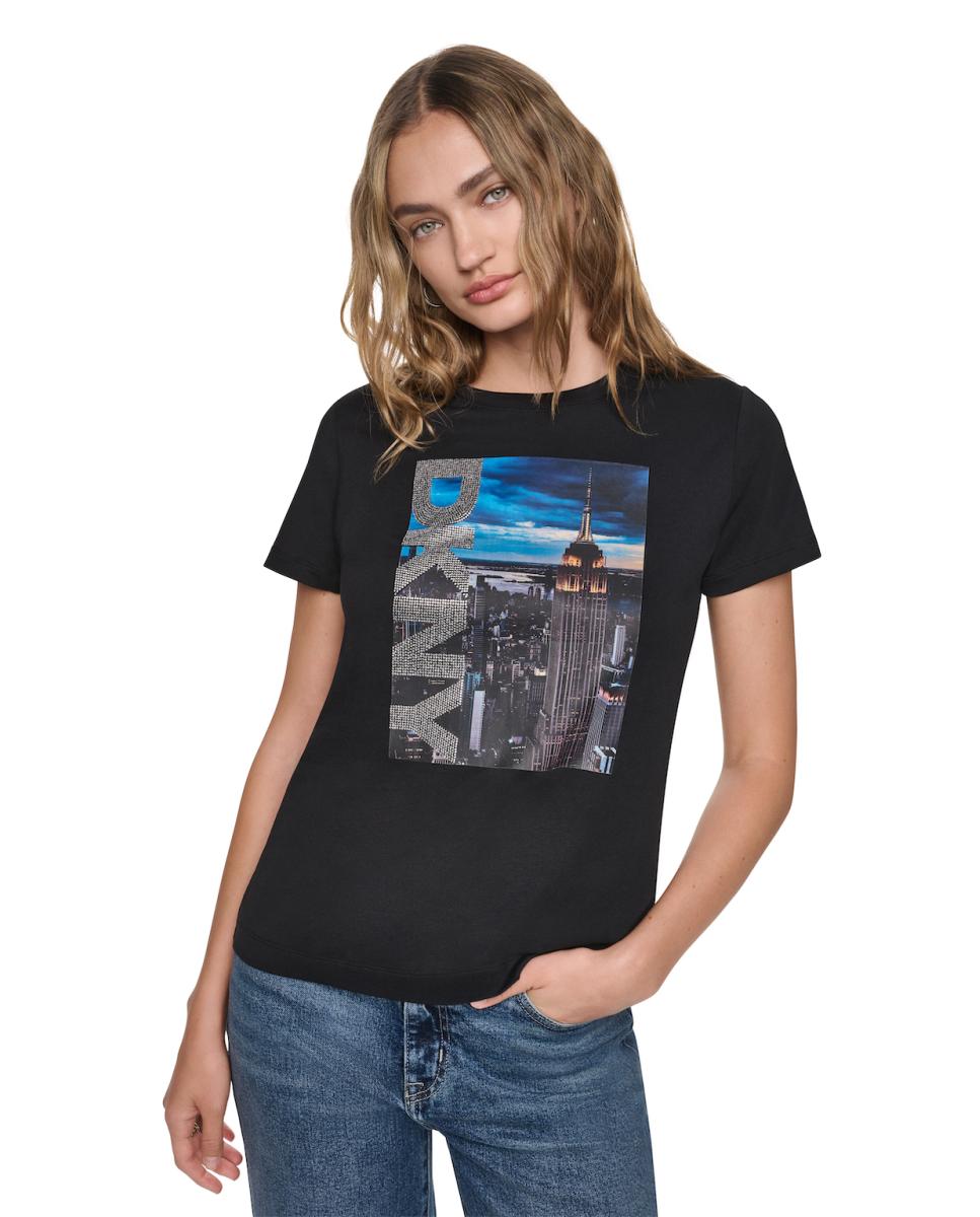 Imagem 0 de T-shirt de Manga Curta, Decote Redondo e Estampado Gráfico Impresso à Frente
