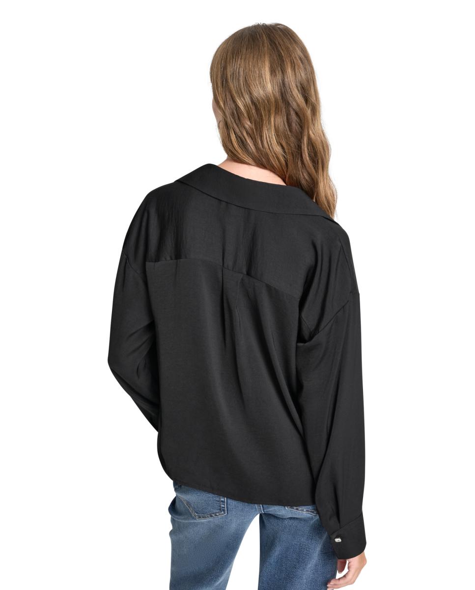 Blusa com Botões de Joia Preto-2
