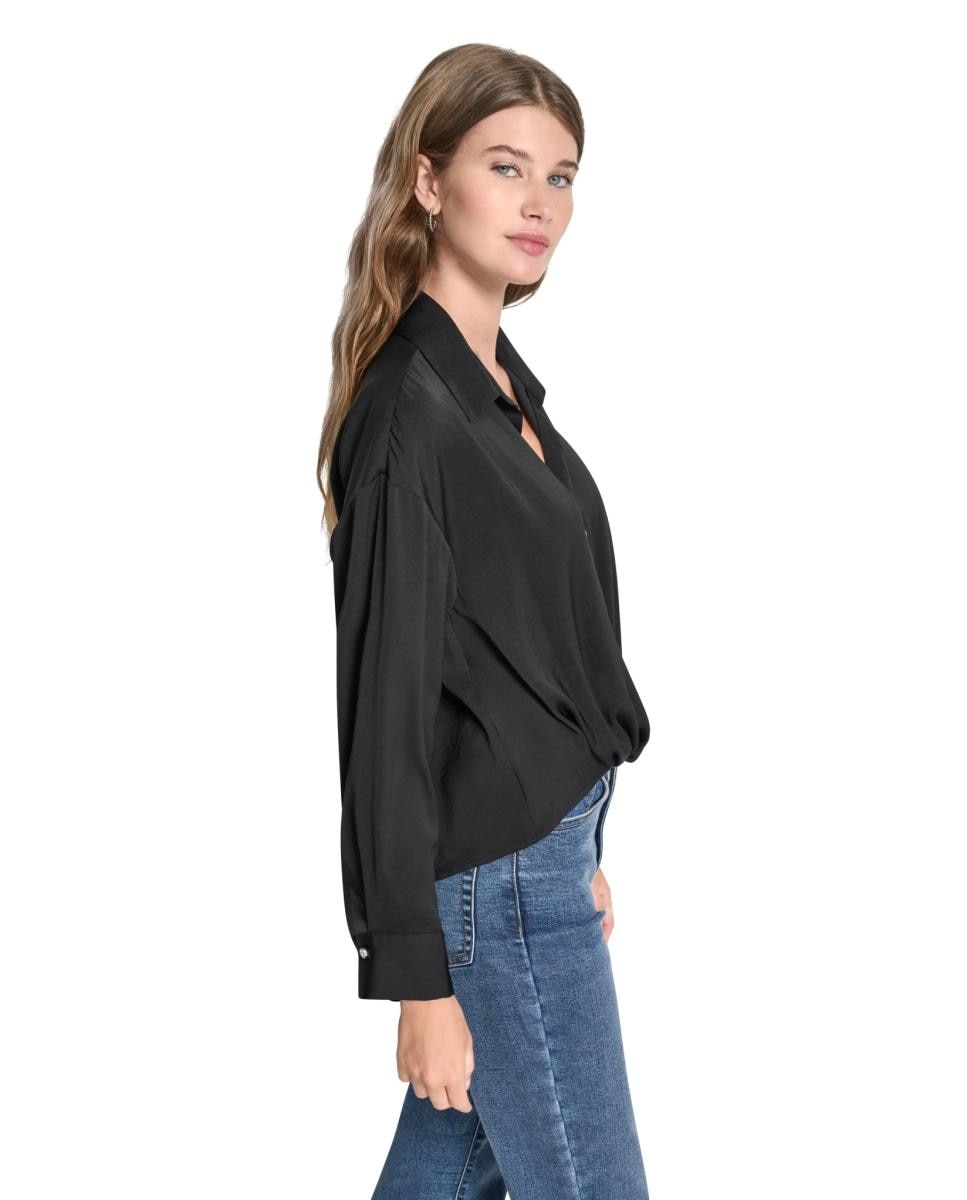 Blusa com Botões de Joia Preto-3