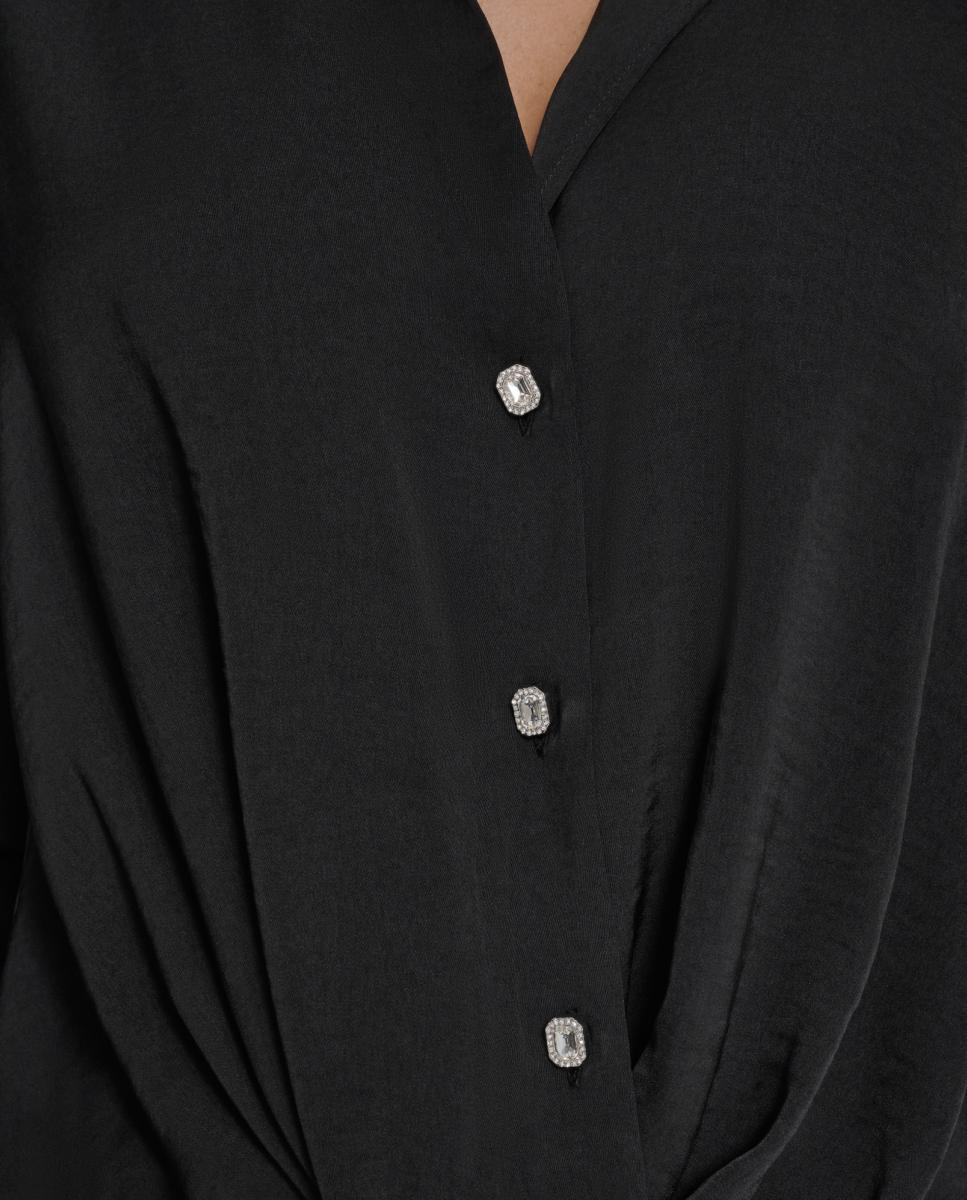 Blusa com Botões de Joia Preto-4